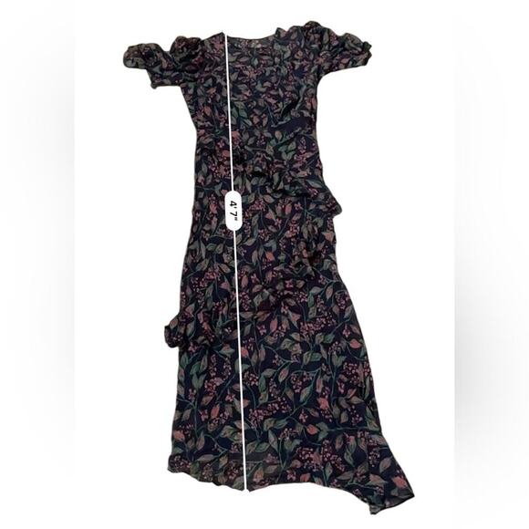 RTR Saloni Vida Ruffled Silk Georgette Asymmetric Hem Floral Midi Dress Sz 6 - Picture 13 of 13